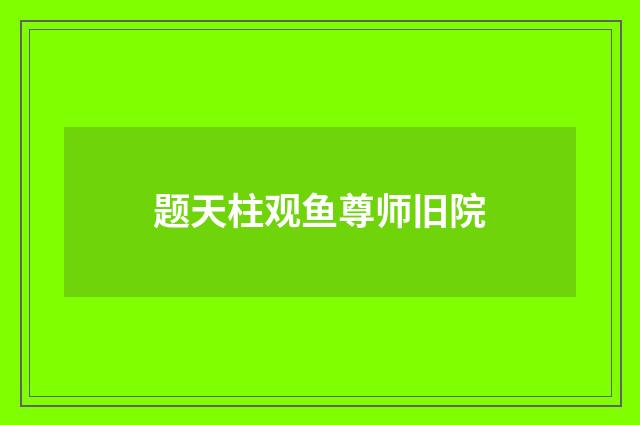 题天柱观鱼尊师旧院
