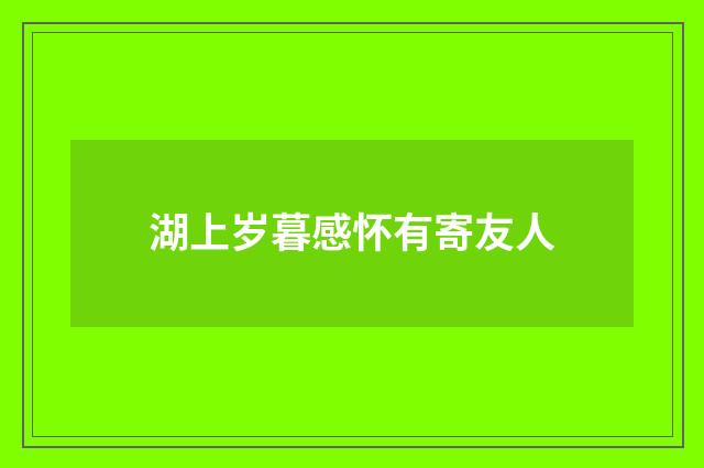 湖上岁暮感怀有寄友人