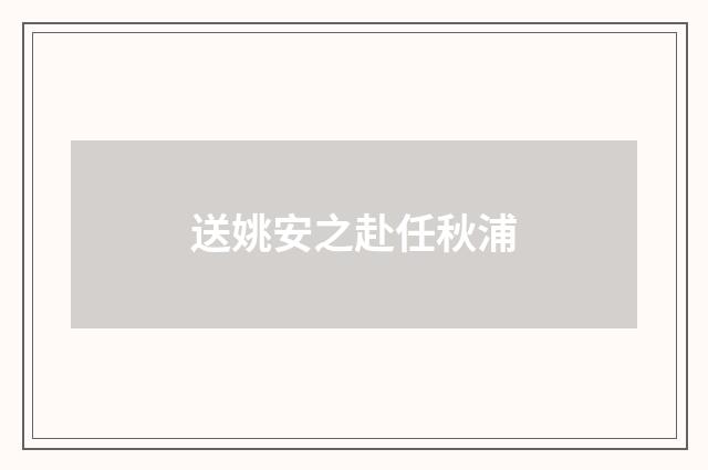 送姚安之赴任秋浦