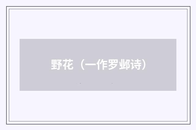 野花（一作罗邺诗）