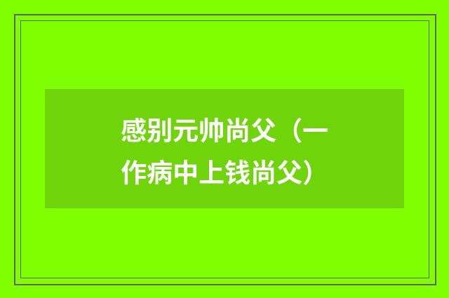 感别元帅尚父（一作病中上钱尚父）