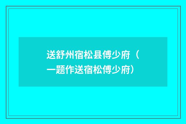 送舒州宿松县傅少府（一题作送宿松傅少府）