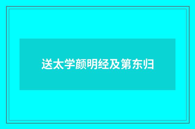 送太学颜明经及第东归