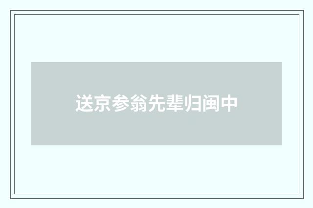 送京参翁先辈归闽中