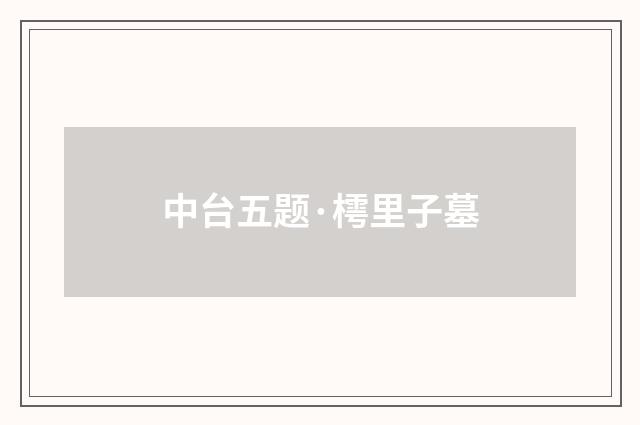 中台五题·樗里子墓