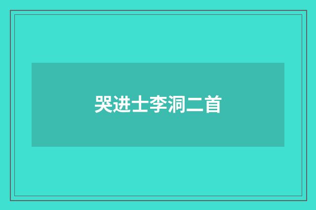 哭进士李洞二首
