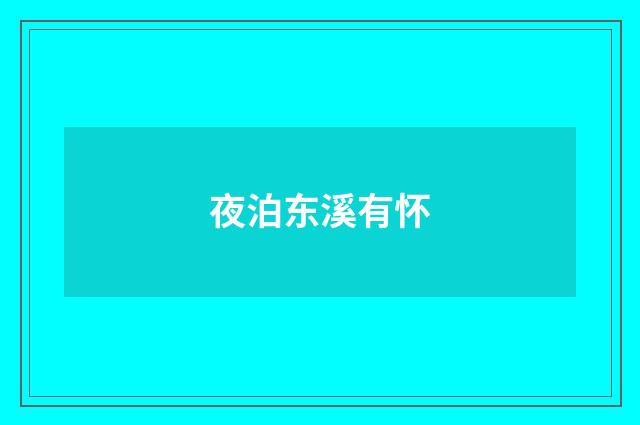 夜泊东溪有怀