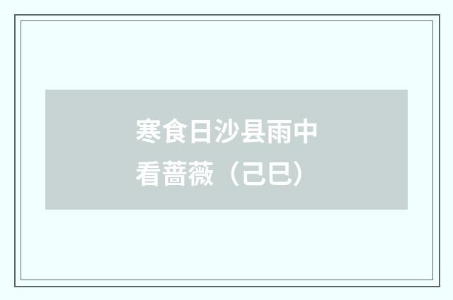 寒食日沙县雨中看蔷薇（己巳）