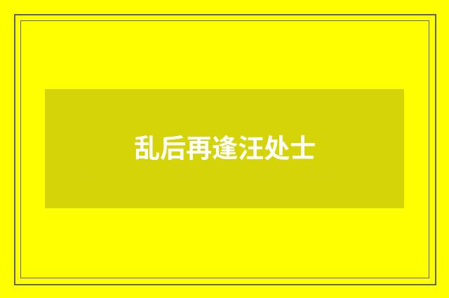 乱后再逢汪处士