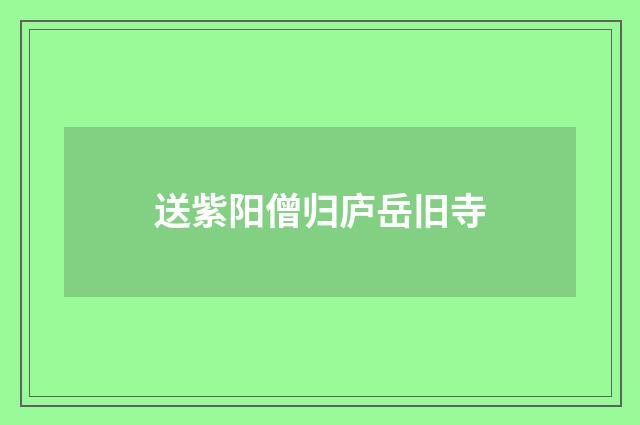 送紫阳僧归庐岳旧寺