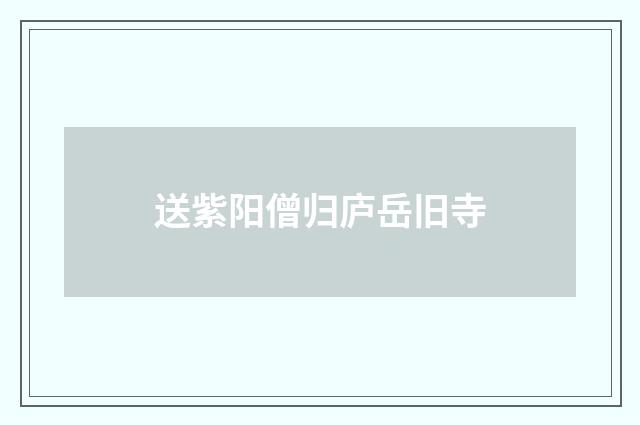 送紫阳僧归庐岳旧寺