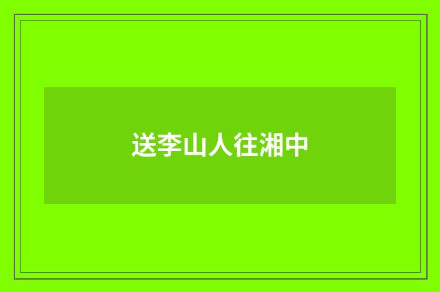 送李山人往湘中