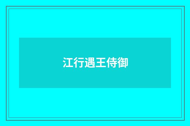 江行遇王侍御