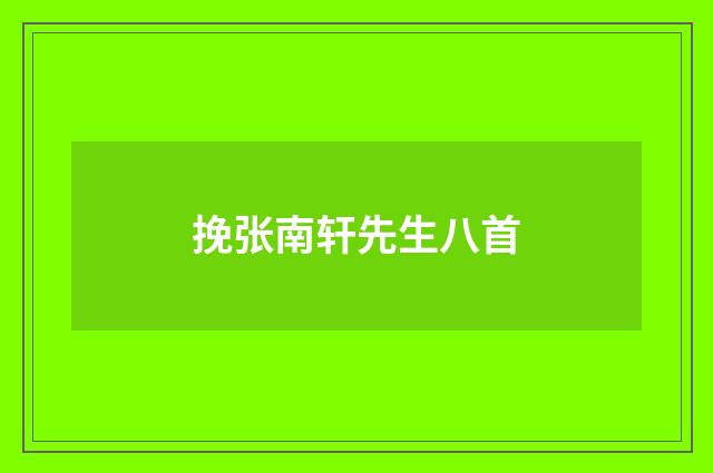 挽张南轩先生八首