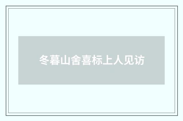 冬暮山舍喜标上人见访