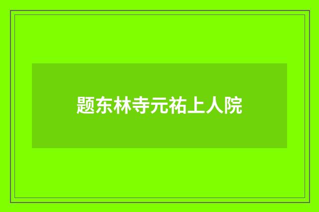 题东林寺元祐上人院