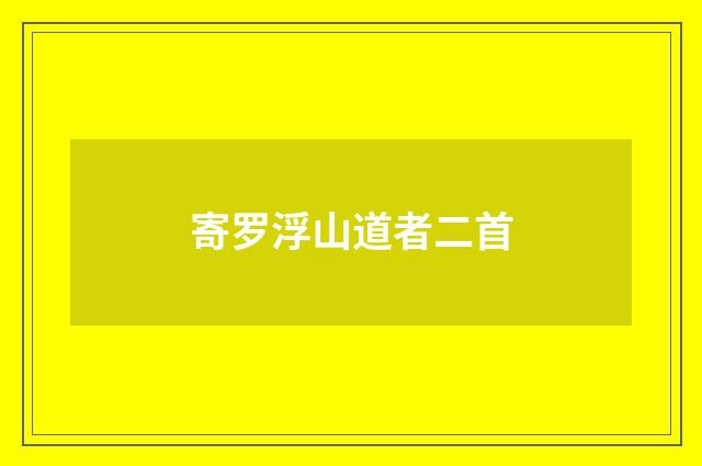 寄罗浮山道者二首