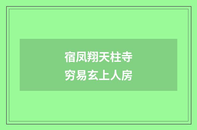 宿凤翔天柱寺穷易玄上人房