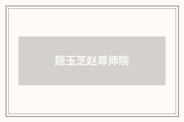 题玉芝赵尊师院