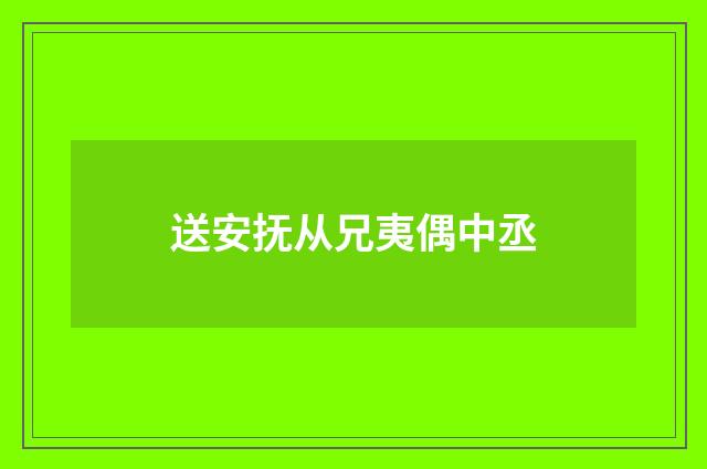送安抚从兄夷偶中丞
