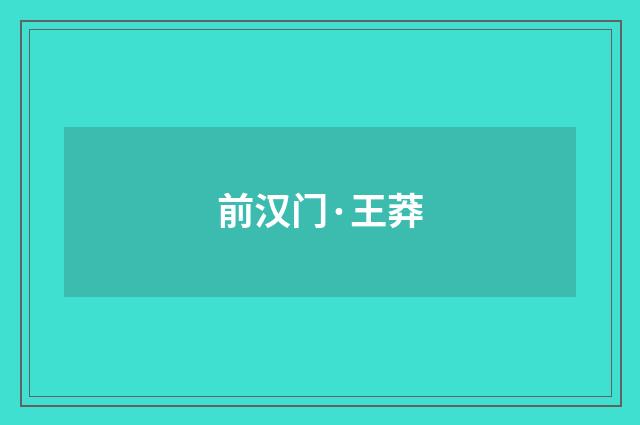 前汉门·王莽