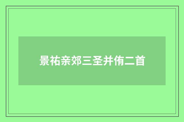 景祐亲郊三圣并侑二首