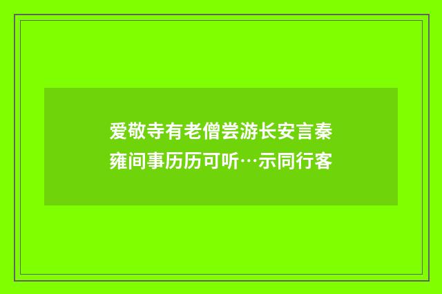爱敬寺有老僧尝游长安言秦雍间事历历可听…示同行客