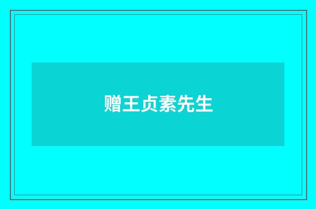 赠王贞素先生