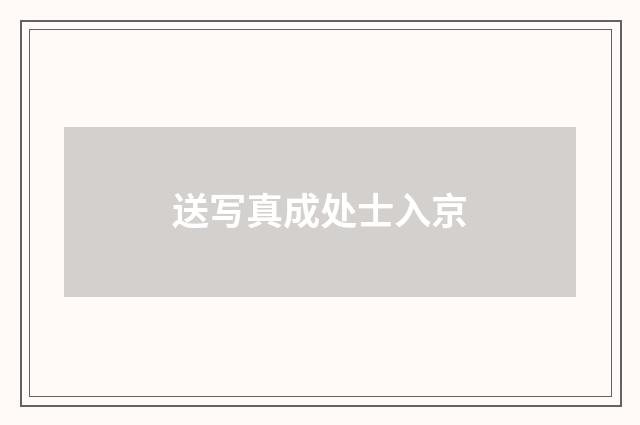 送写真成处士入京