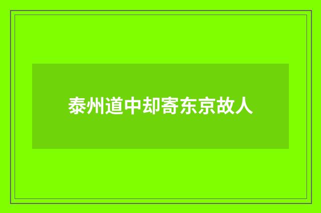 泰州道中却寄东京故人