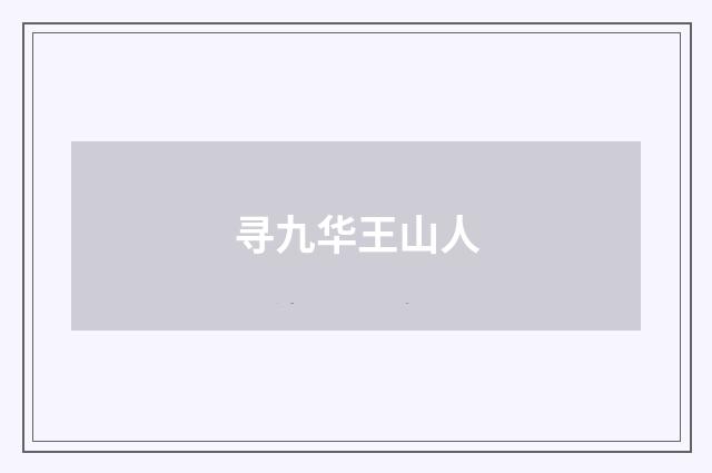 寻九华王山人