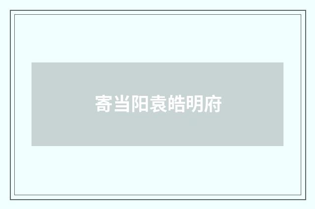 寄当阳袁皓明府