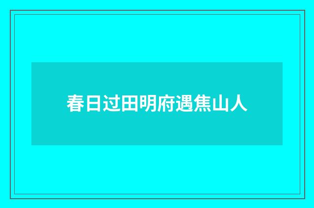 春日过田明府遇焦山人