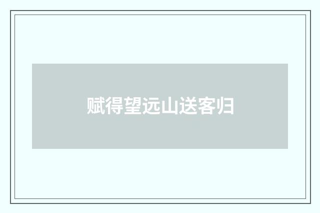 赋得望远山送客归