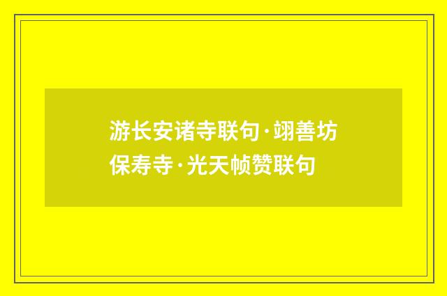 游长安诸寺联句·翊善坊保寿寺·光天帧赞联句