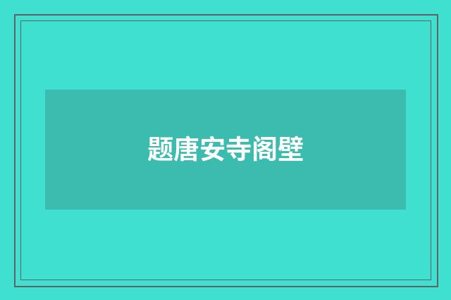 题唐安寺阁壁