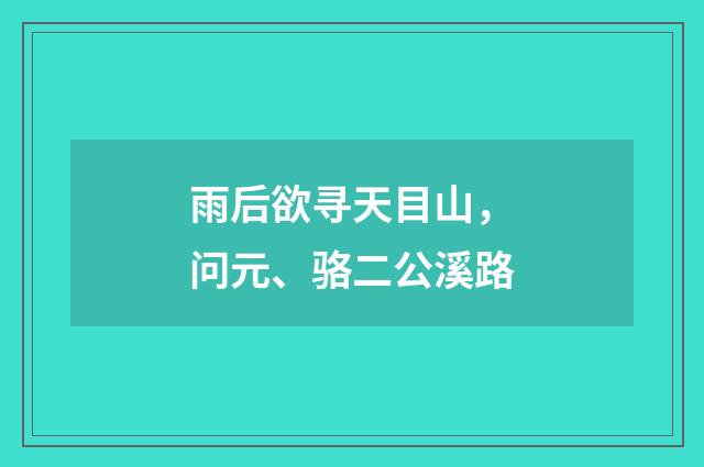 雨后欲寻天目山，问元、骆二公溪路