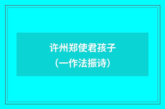 许州郑使君孩子（一作法振诗）