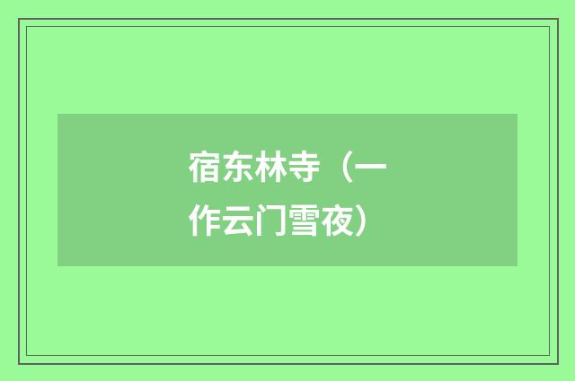 宿东林寺（一作云门雪夜）