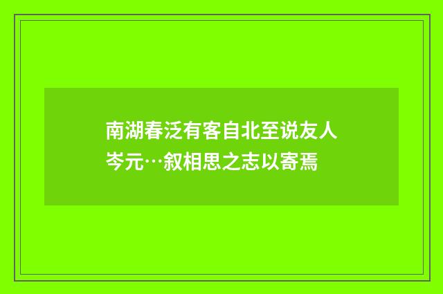 南湖春泛有客自北至说友人岑元…叙相思之志以寄焉