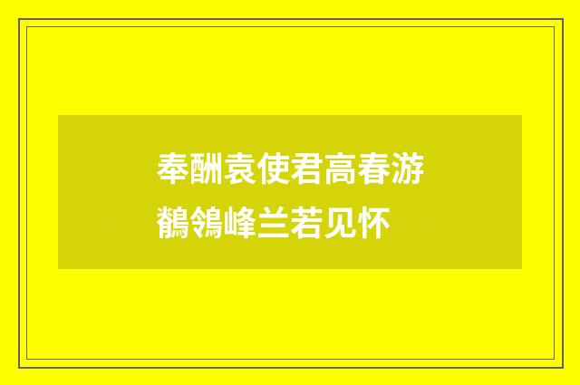 奉酬袁使君高春游鶺鴒峰兰若见怀