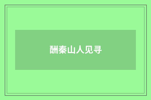 酬秦山人见寻