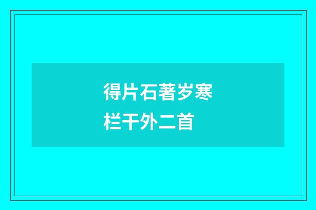 得片石著岁寒栏干外二首