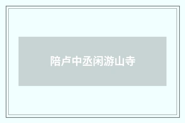 陪卢中丞闲游山寺