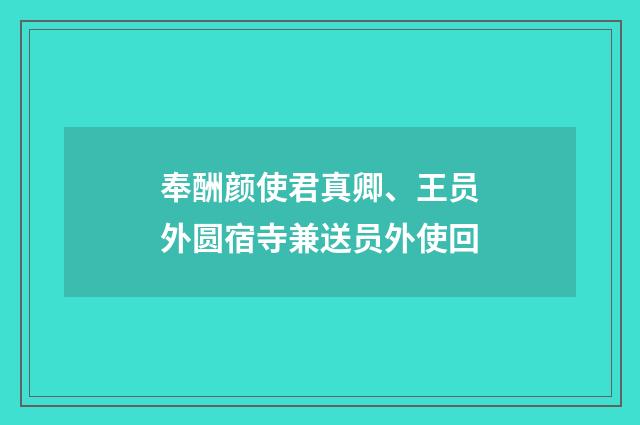 奉酬颜使君真卿、王员外圆宿寺兼送员外使回
