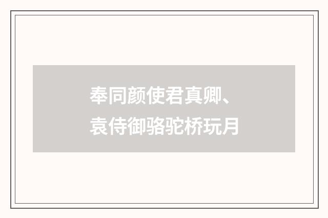 奉同颜使君真卿、袁侍御骆驼桥玩月