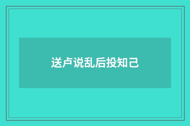 送卢说乱后投知己