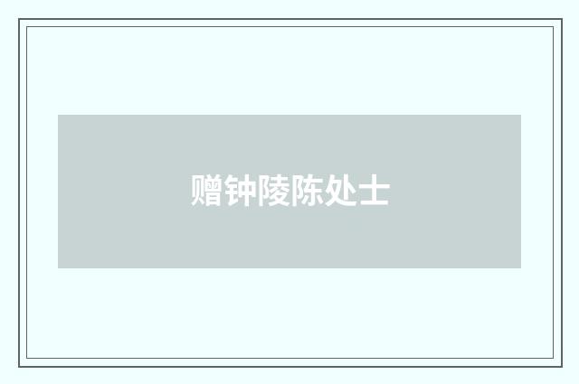 赠钟陵陈处士