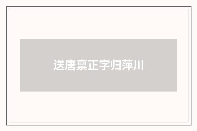 送唐禀正字归萍川