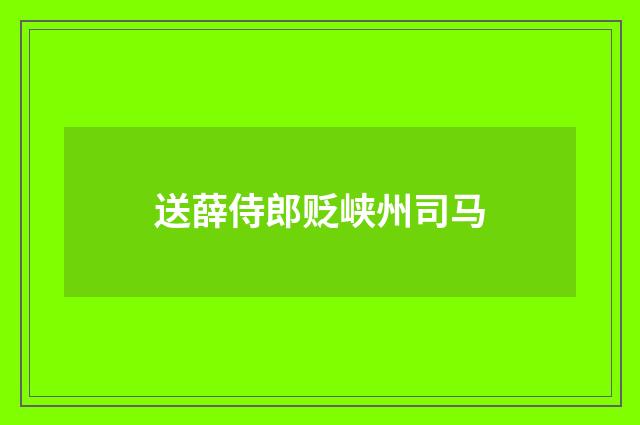 送薛侍郎贬峡州司马